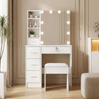Freesia 2 Piece Dressing Table with Mirror & Stool Set - White