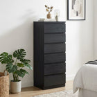 Tongass Wooden 6 Drawers Slim Tallboy - Black