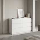 Tongass Wooden Low Boy 6 Drawers - White
