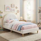 Lydia King Single Bed Frame - Cream