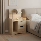 Finn Bedside Table with Shelves - Oak