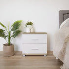 Bram Bedside Table - Oak + White