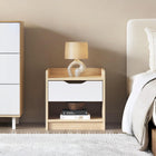 Haley Bedside Table - Oak + White