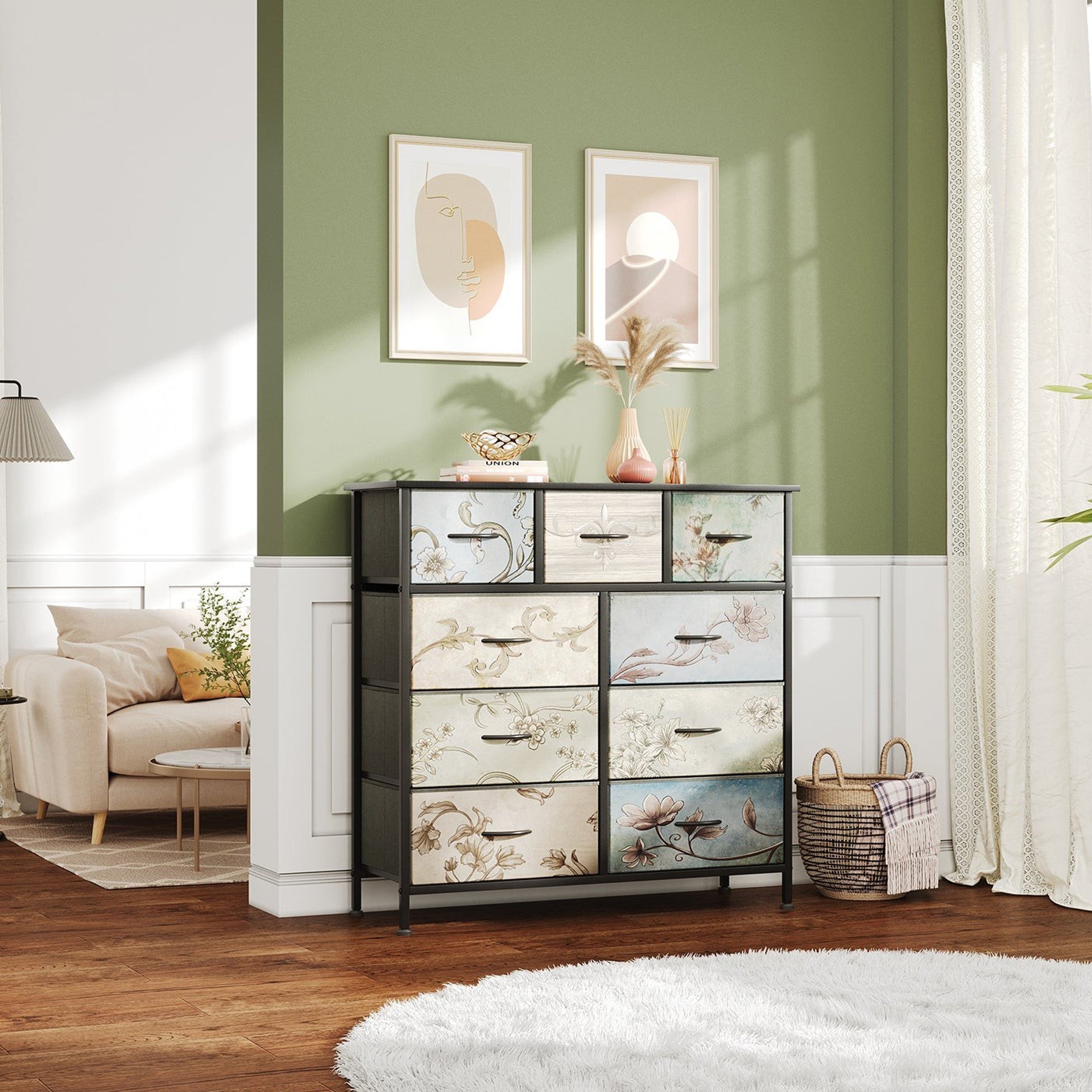 Madilyn 9 Drawers Lowboy - Black + Mix | Elegant Storage – Treasurebox