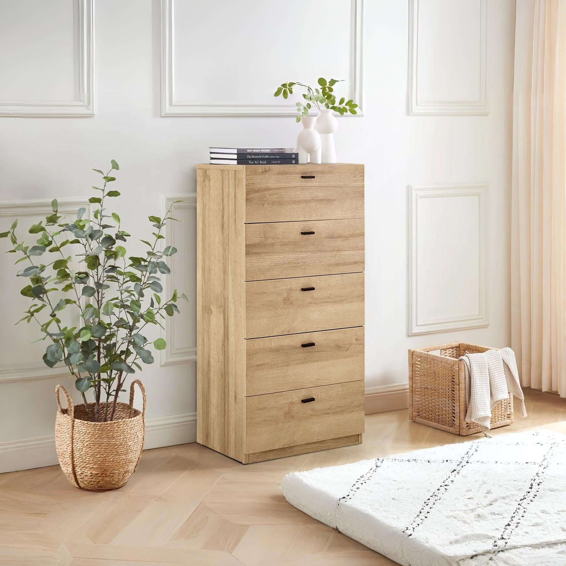 Hekla Tallboy Drawer Chest Dresser Oak – Treasurebox