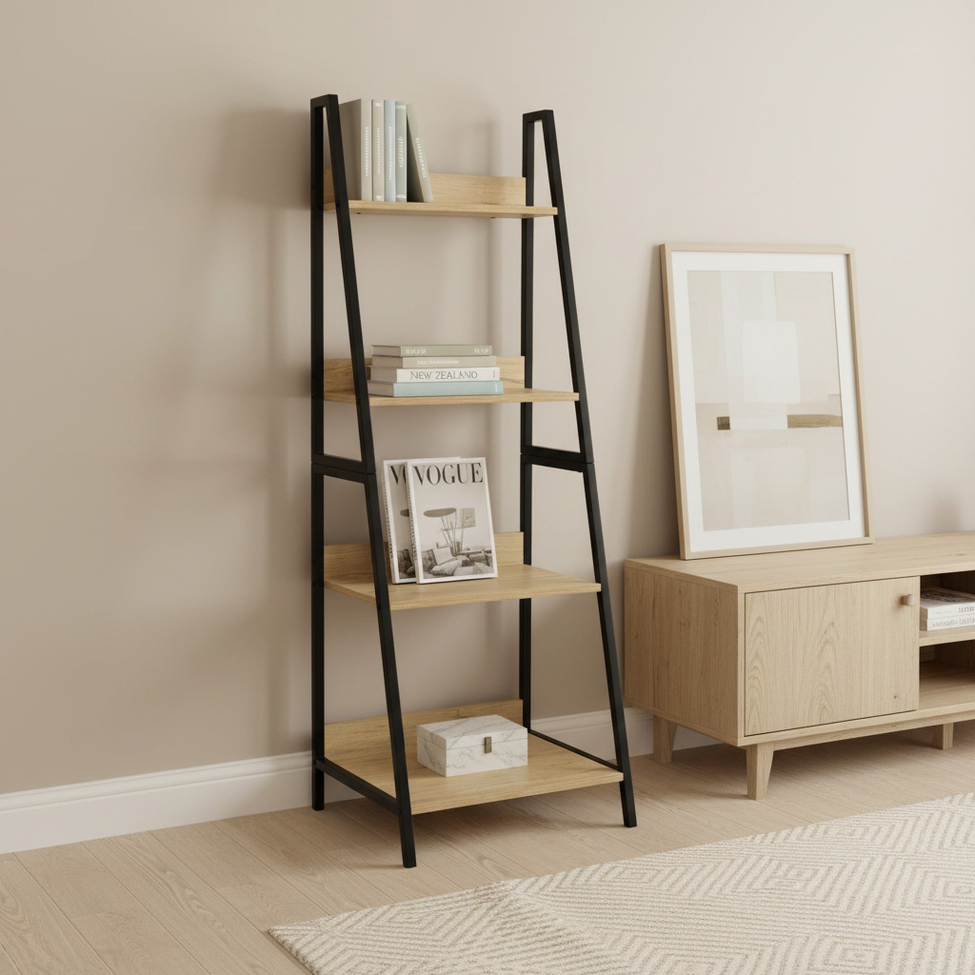 Trestle 4 Tier Ladder Storage Shelf - Oak | Stylish Storage