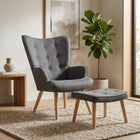 Olivia Linen Armchair with Ottoman - Grey