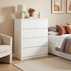 Tongass Wooden Tallboy 5 Drawers - White