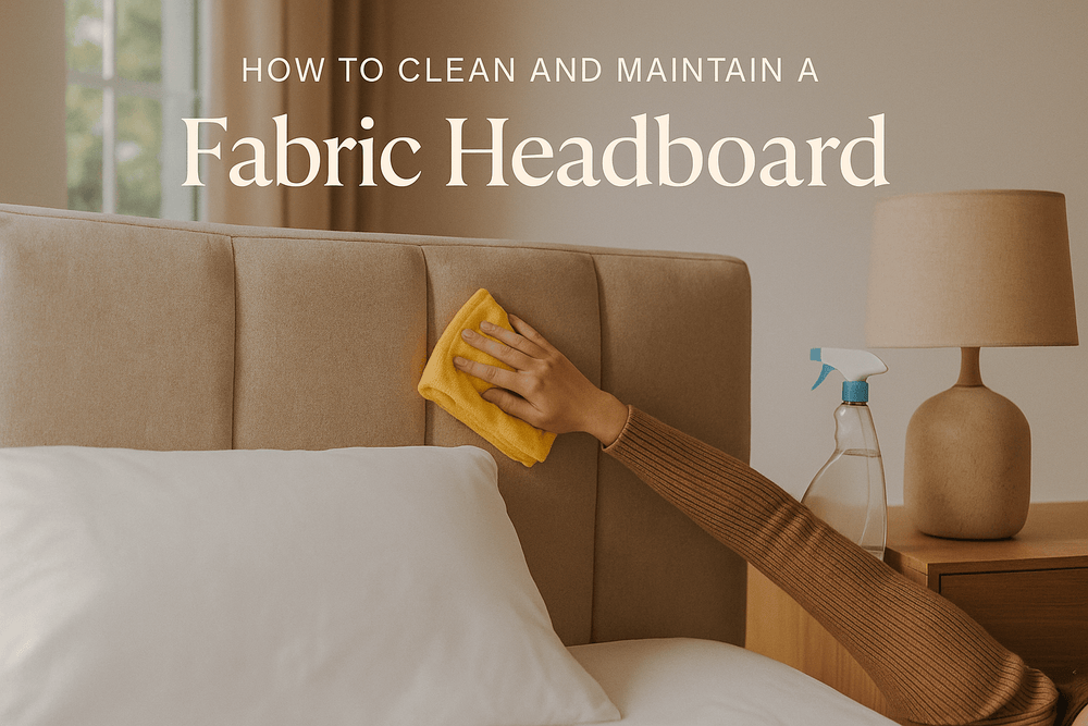 checklist for fabric headboard inspection: fraying, stains, odors, wear spots