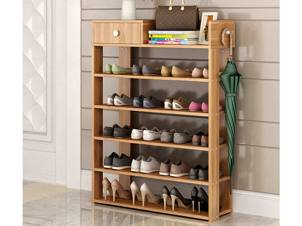 PUKAKI 6 Tiers Shoe Rack Organiser Shelf - MAPLE