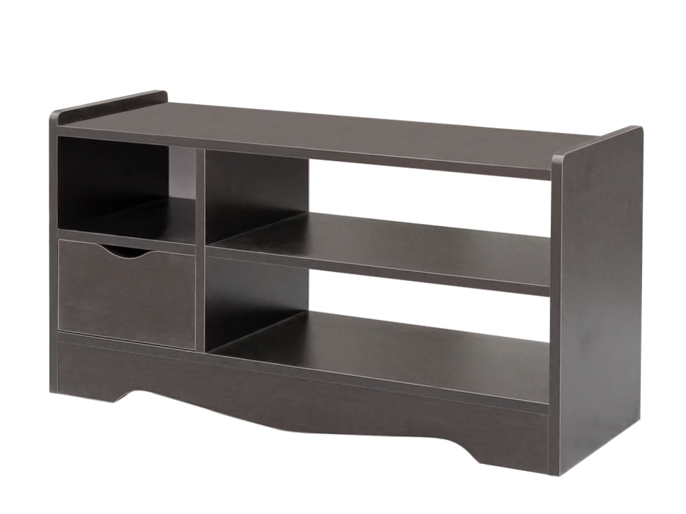 Treasurebox 80CM Single Drawer Shoe Rack Bench - BLACK WALNUT