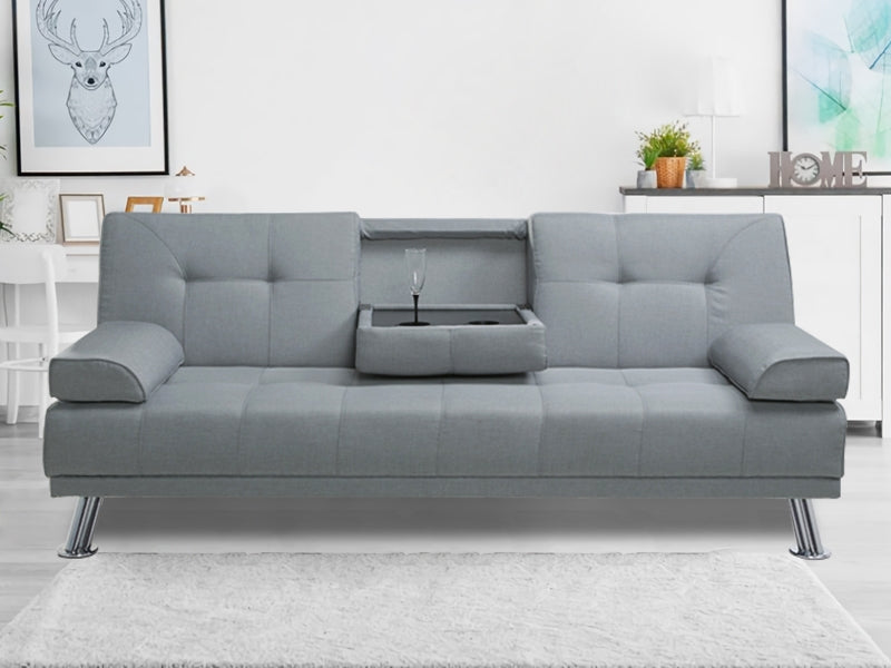 VENICE 3 Seater Sofa bed with Cup Holders - GREY