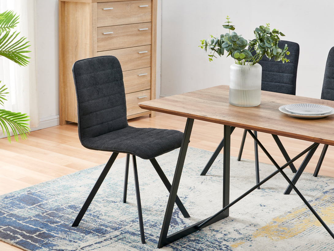 Treasurebox NOELLE 4PCS Upholstered Dining Chair - DARK GREY