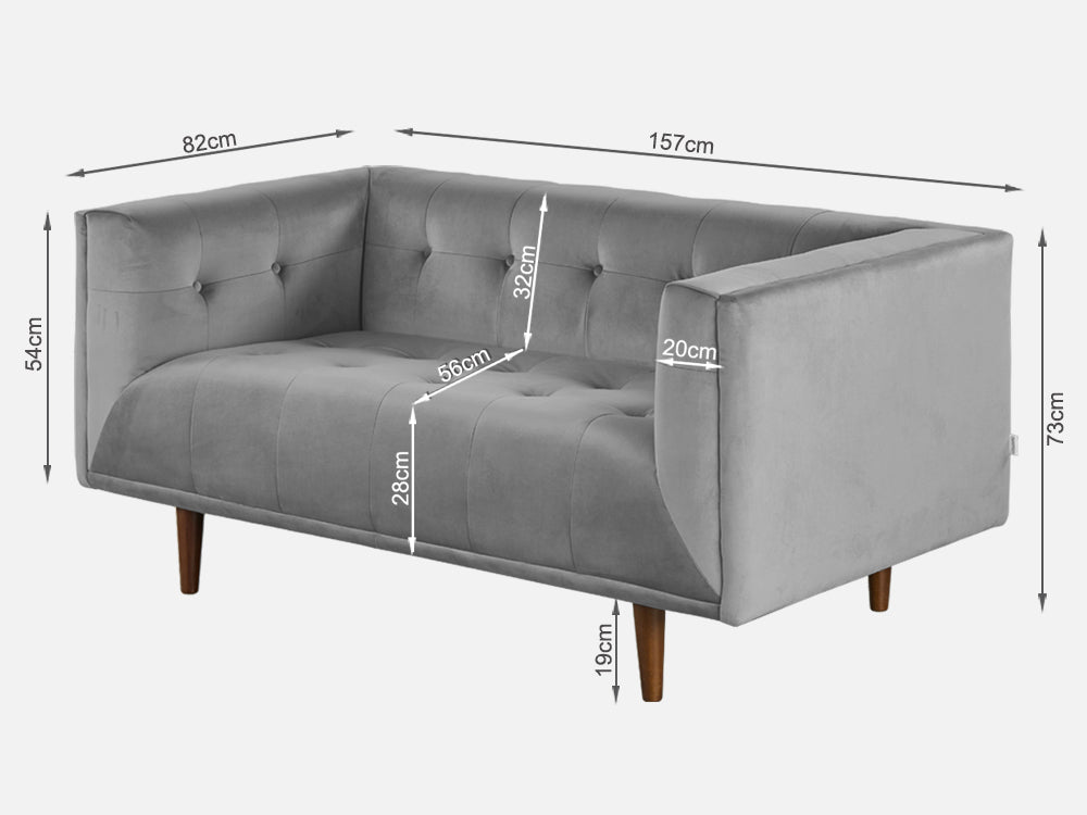 Treasurebox MANAROLA 2 Seater Sofa - GREY