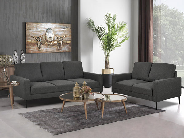 Toronto 2 Piece Sofa Set - Dark Grey By Treasurebox