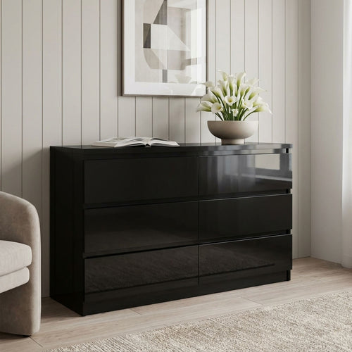 Angeles High Gloss 6 Drawer Lowboy