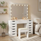 Lustra 2 Piece Dressing Table with Mirror & Stool Set - White