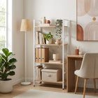 Hikuai 4 Tier Bookshelf - Natural + White