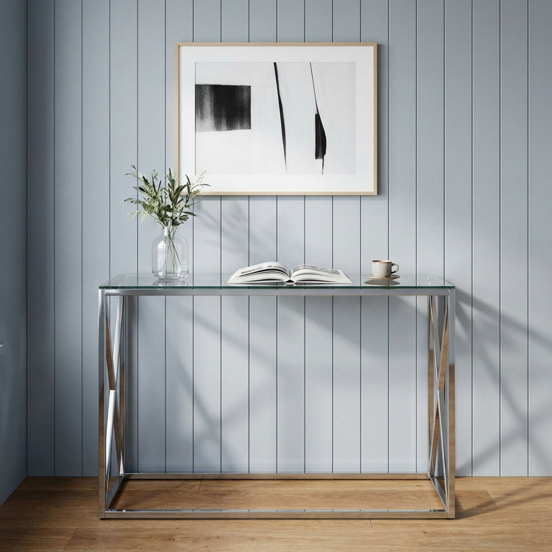 Tony Tempered Glass Rectangular Console Table – Treasurebox