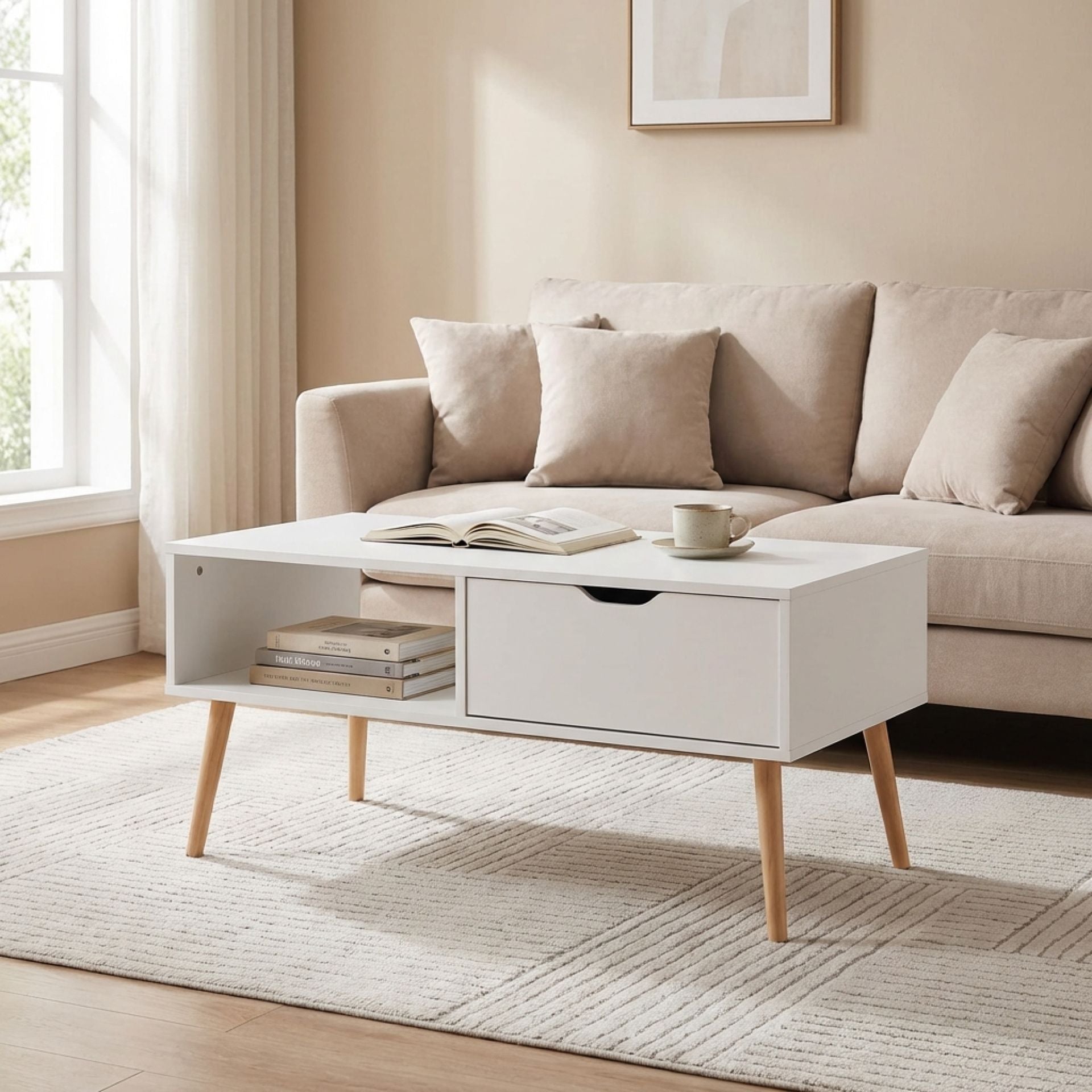 RILEY Wooden Coffee Table - White – Treasurebox