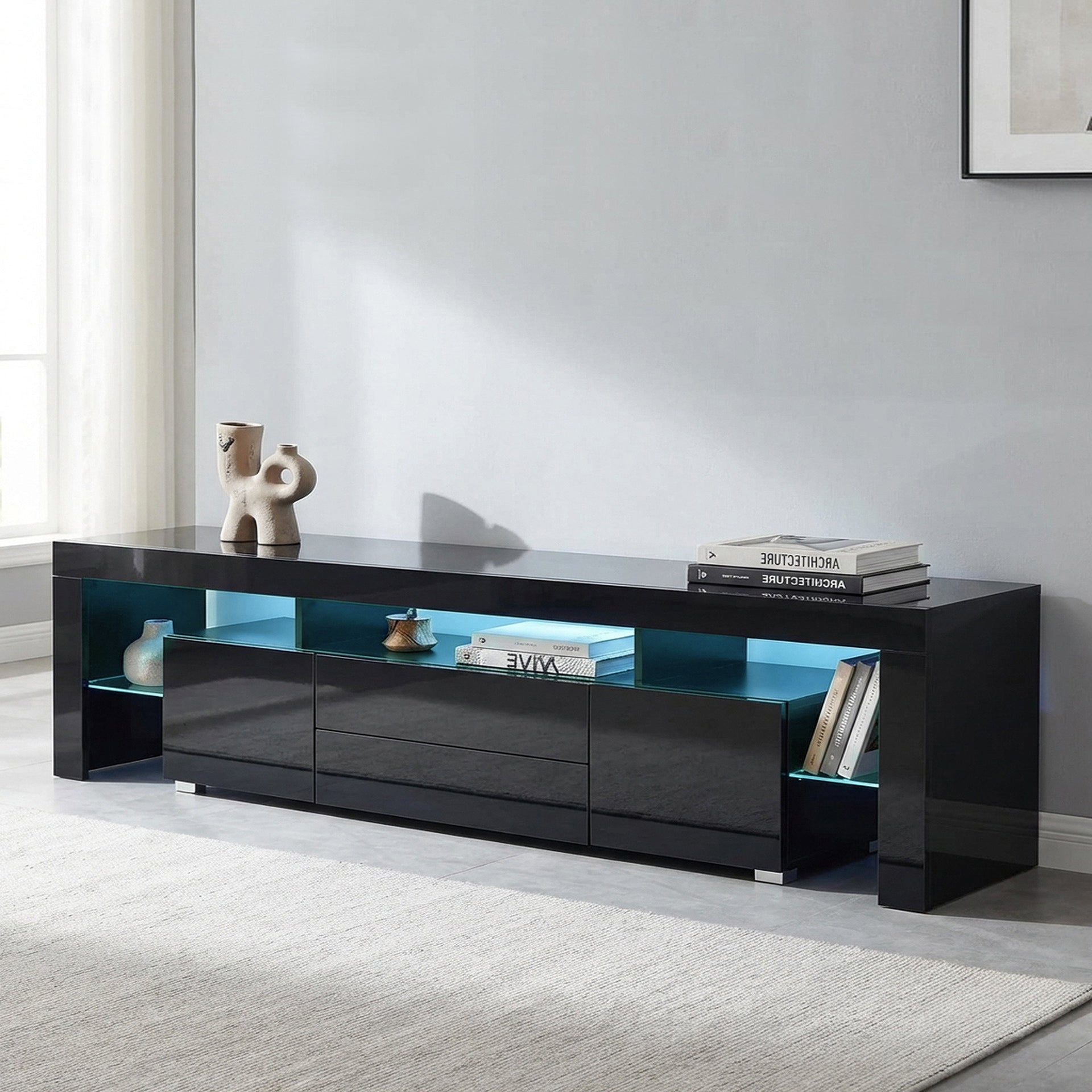 Micco 2m LED Entertainment Unit - Black | Treasurebox NZ