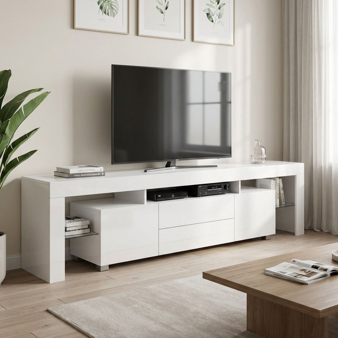 Micco 2m LED Entertainment Unit - Stylish White Design – Treasurebox
