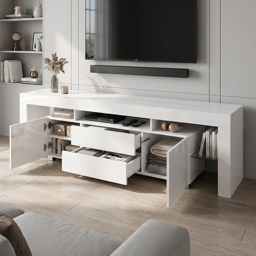 Micco 2m LED Entertainment Unit - Stylish White Design – Treasurebox