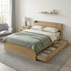 Elda Double Bed Frame with USB Port & Drawers - Natural