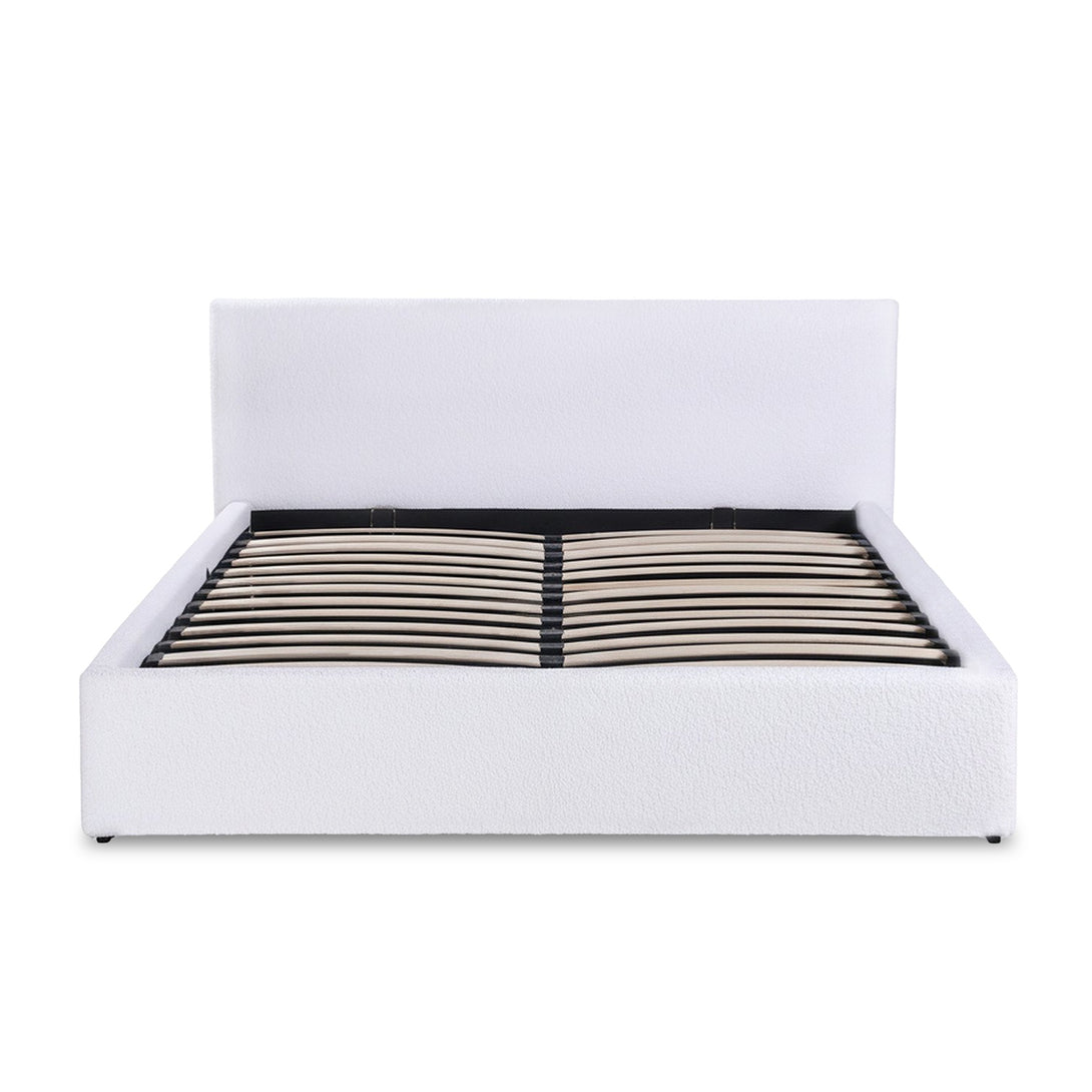 Belo Boucle Queen Gas Lift Bed Frame - White – Treasurebox