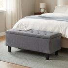 Sebastian Linen Storage Ottoman Bench - Grey