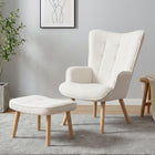 Emma Boucle Armchair with Ottoman - White