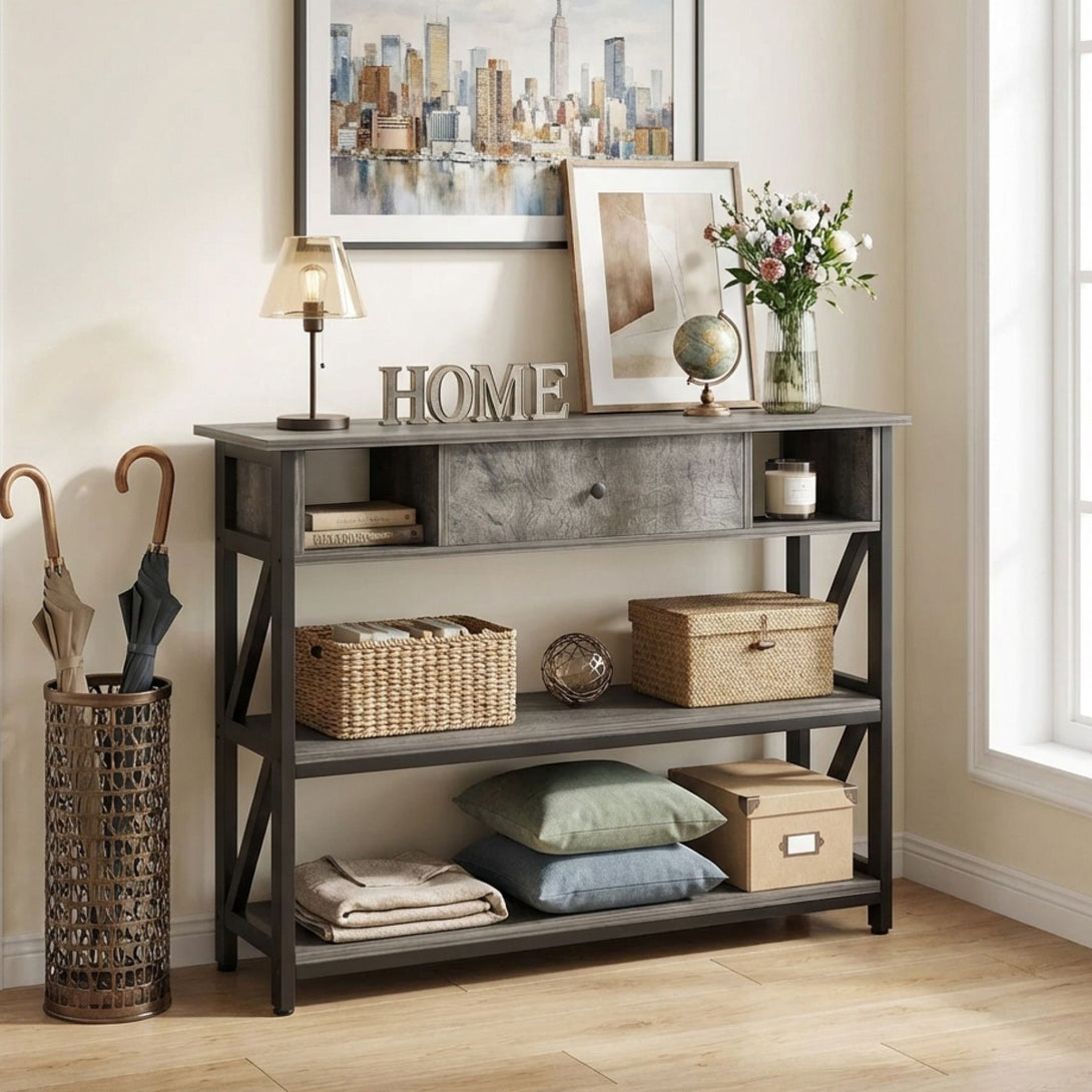 Atlas 1m Console Table with Drawer - Gray Oak – Treasurebox