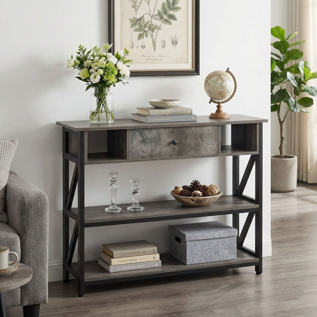 Atlas 1m Console Table with Drawer - Gray Oak – Treasurebox