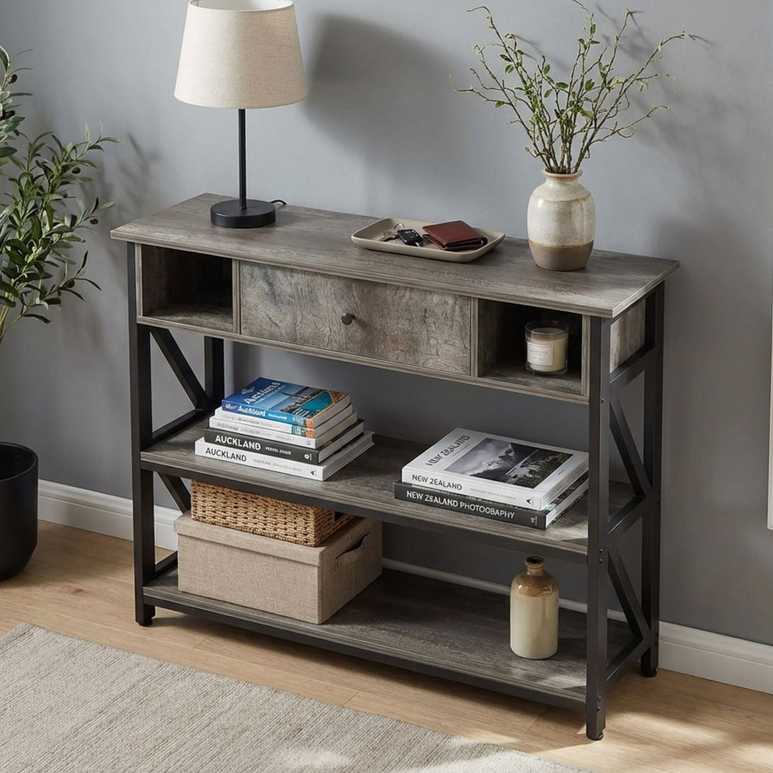 Atlas 1m Console Table with Drawer - Gray Oak – Treasurebox