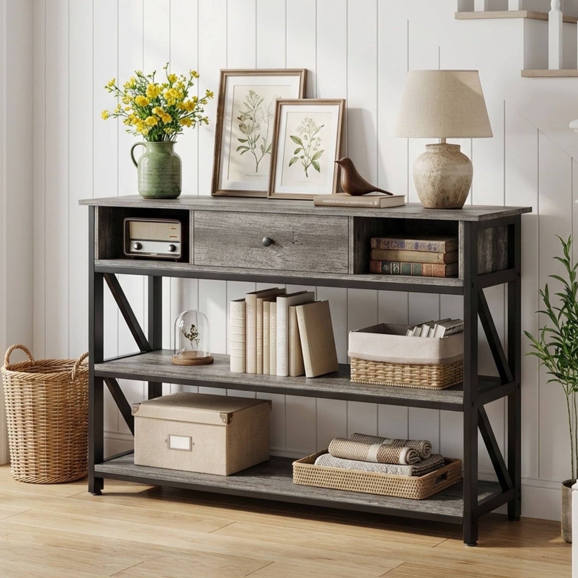 Atlas 1.2m Console Table with Drawer - Gray Oak – Treasurebox