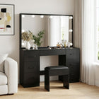 Lisianthus 2 Piece Dressing Table with Mirror & Stool Set - Black