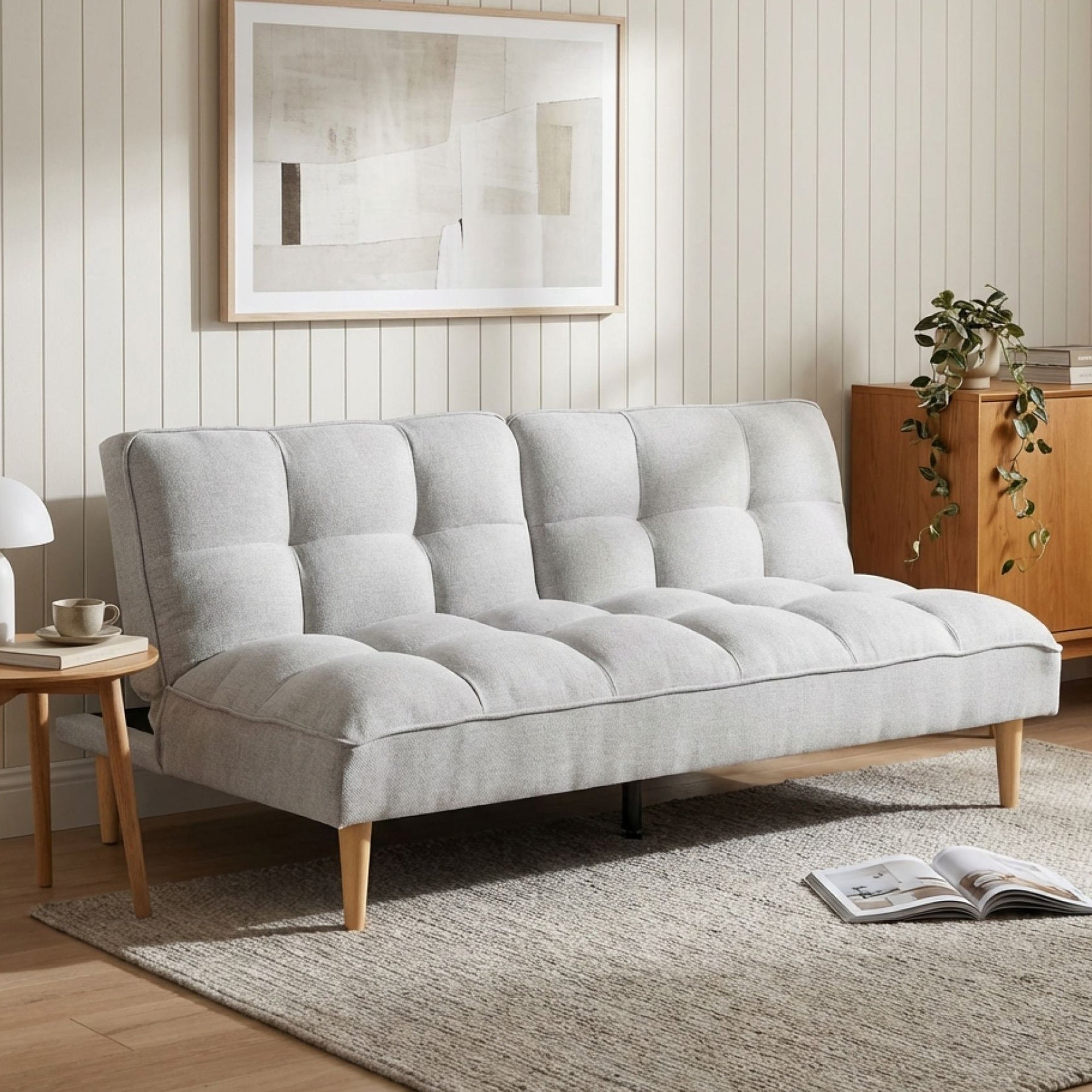 Barton 3 Seater Sofa Bed - Stylish Light Grey Comfort – Treasurebox