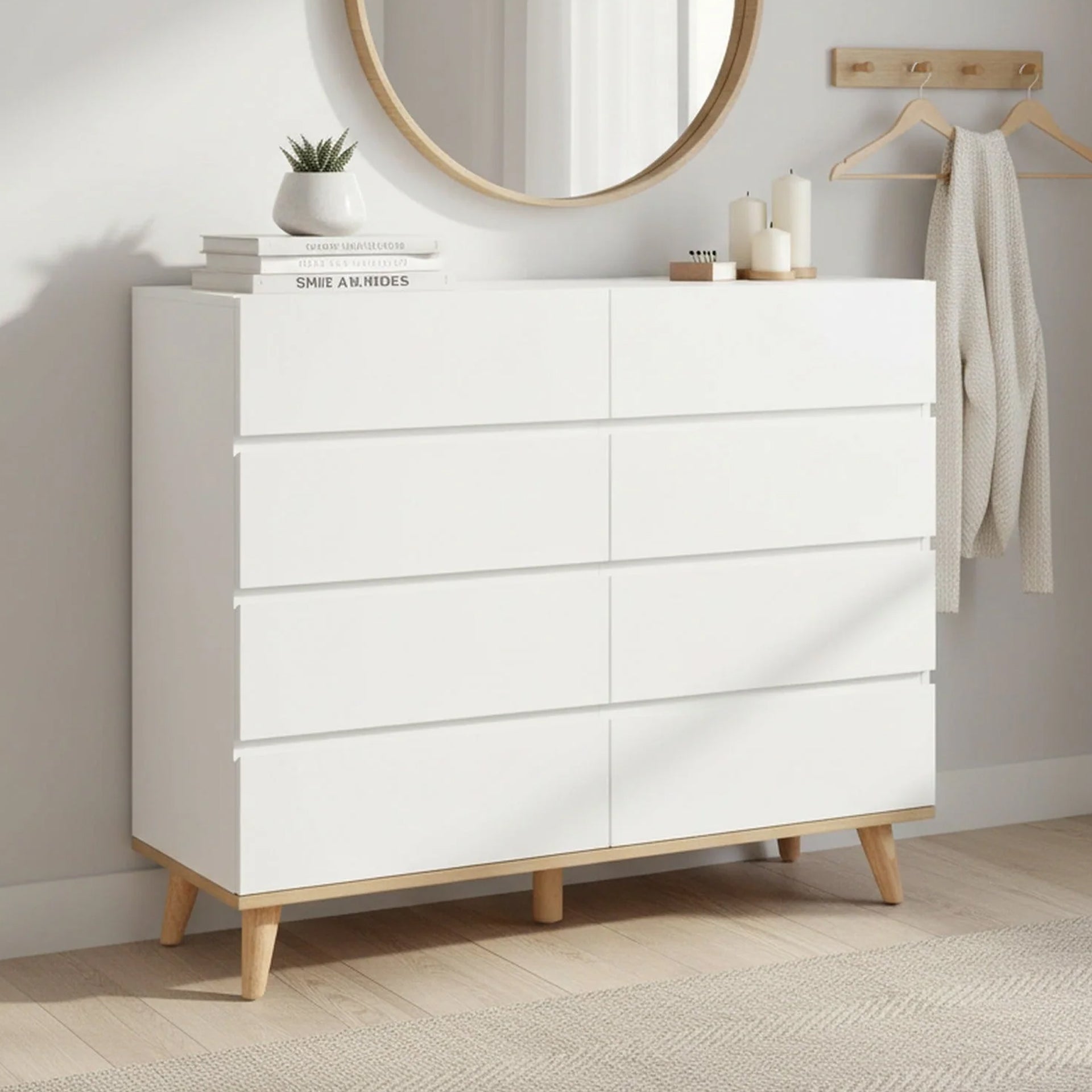 Hudson 8 Drawers Lowboy - Elegant White Storage Solution – Treasurebox
