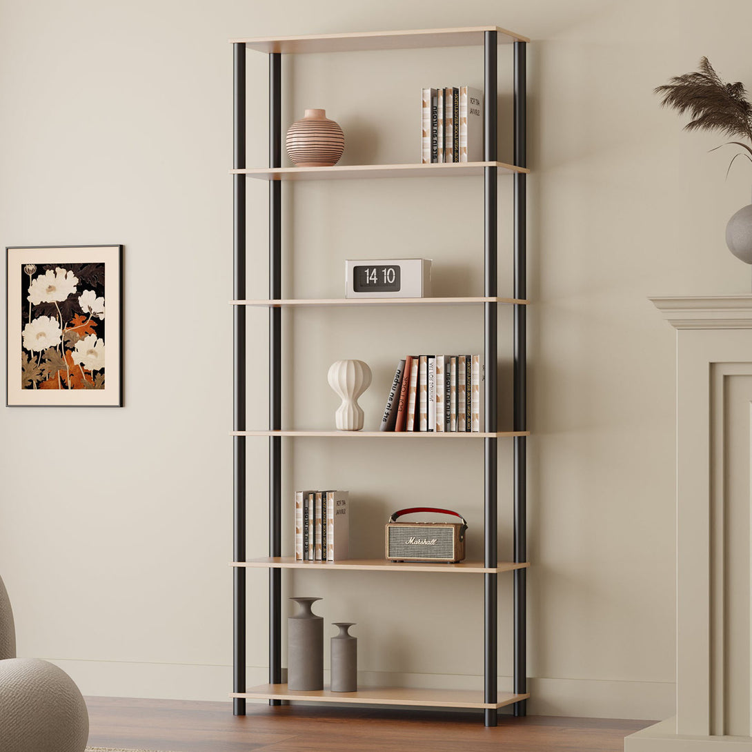 Horeke 6 Tier Flexi Storage Rack - Oak + Black – Treasurebox