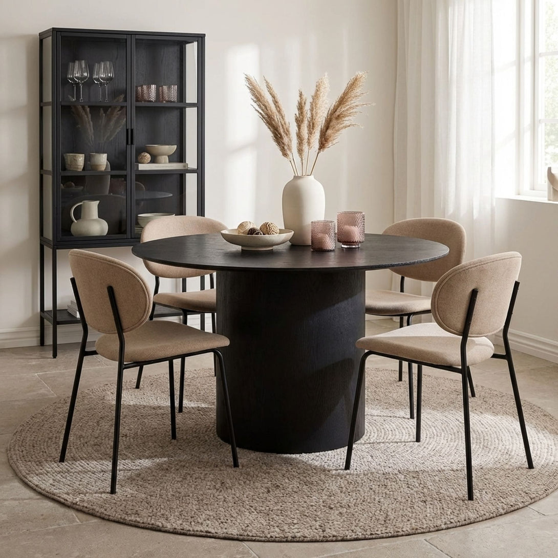 Adley Round Dining Table 120 x 75cm - Black – Treasurebox