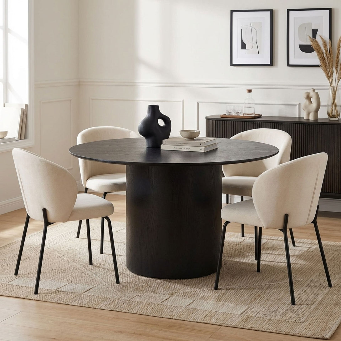 Adley Round Dining Table 120 x 75cm - Black – Treasurebox