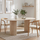 Nile Oval Dining Table 160 x 90cm - Travertine