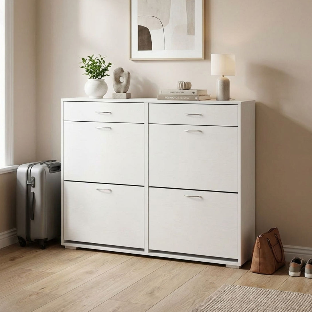 Rotoroa 6 Drawer Shoe Cabinet Storage - White – Treasurebox