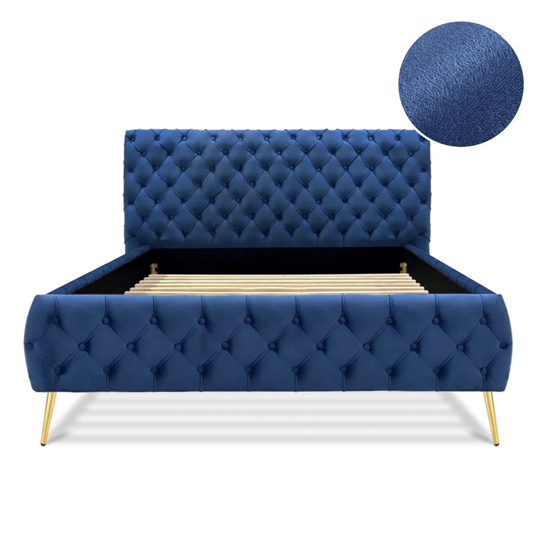Adams Queen Bed Frame - Navy Blue - Stylish Comfort – Treasurebox