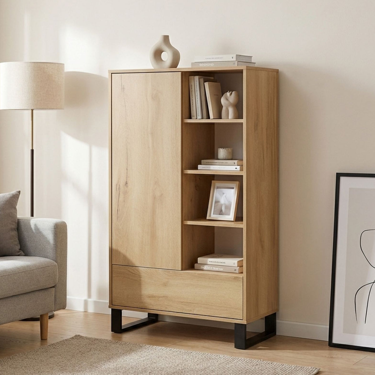 22108-frohna-bookshelf-cabinet-with-drawer-oak-2604061