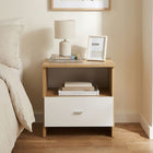 Makalu Wooden Bedside Table Nightstand - Oak