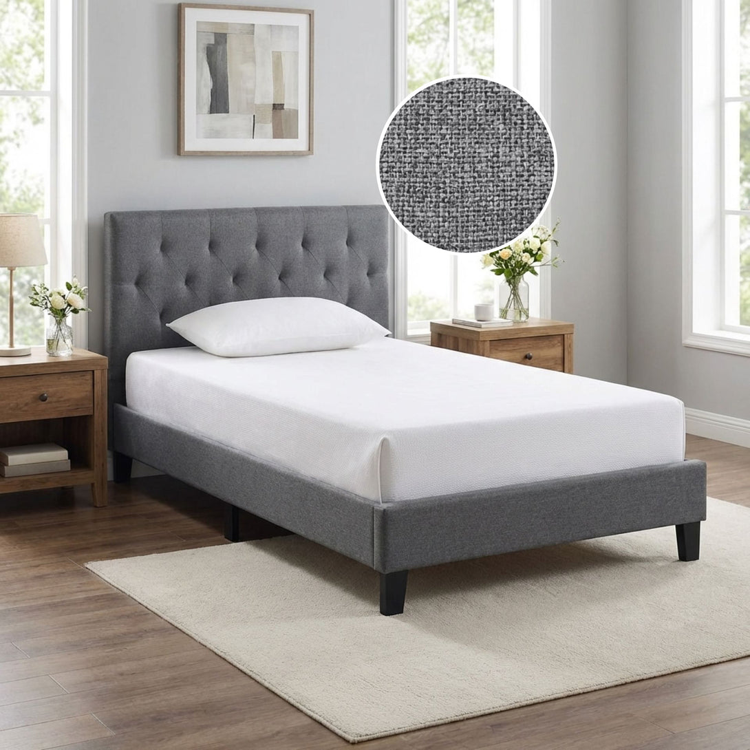 Blane King Single Bed Frame - Dark Grey – Treasurebox