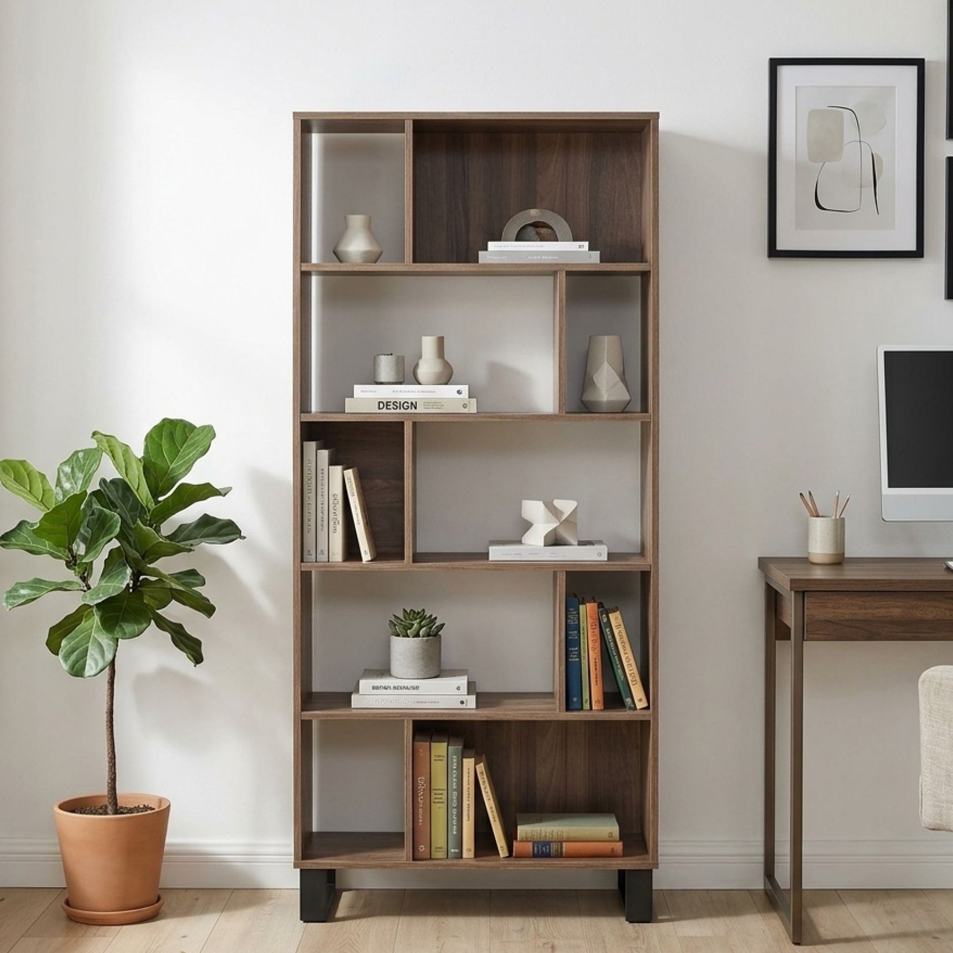 Frohna Bookshelf Display Shelf - Walnut – Treasurebox