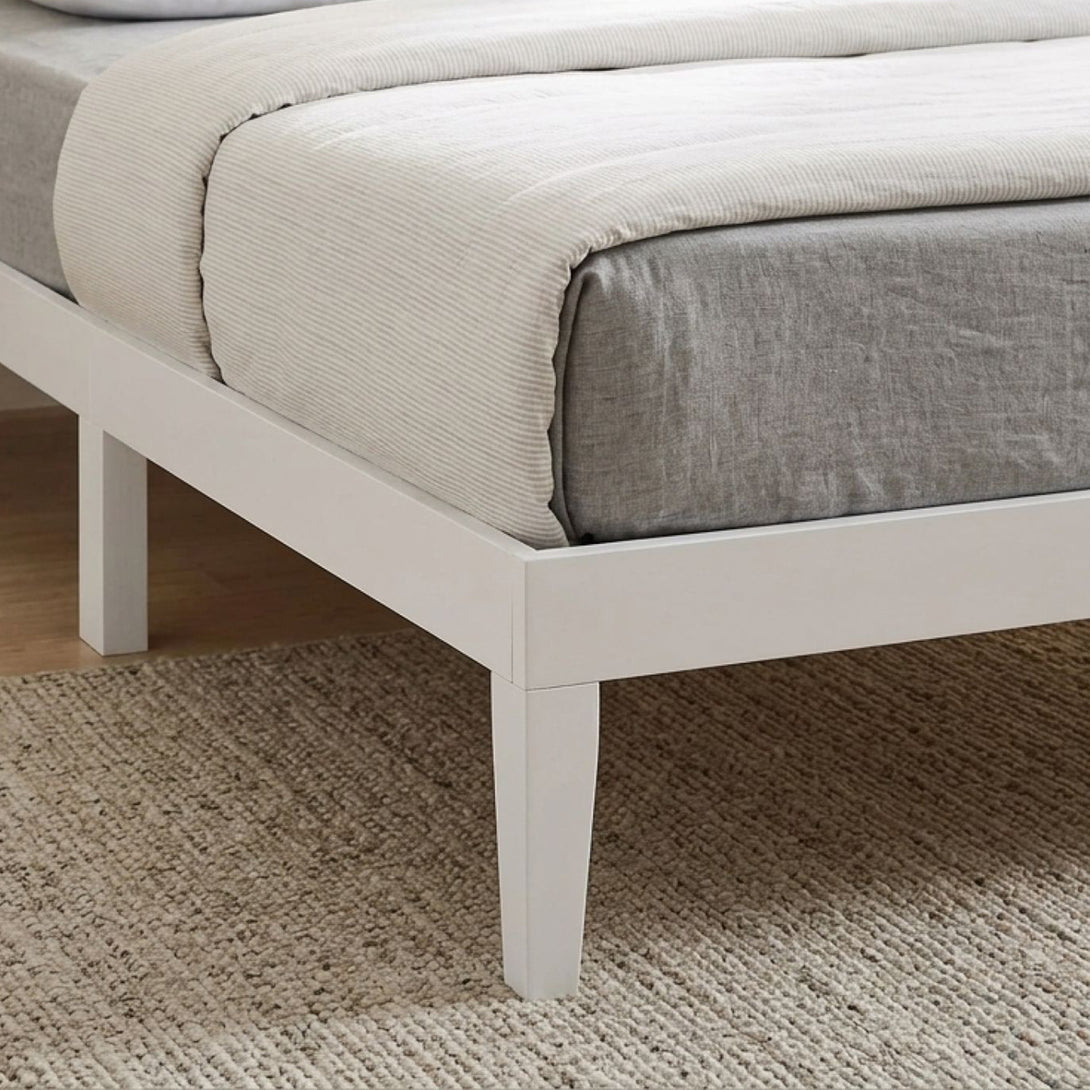 Conival King Wooden Bed Frame - White – Treasurebox