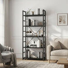 Poroti 5 Tier Bookshelf Storage Shelf - Black